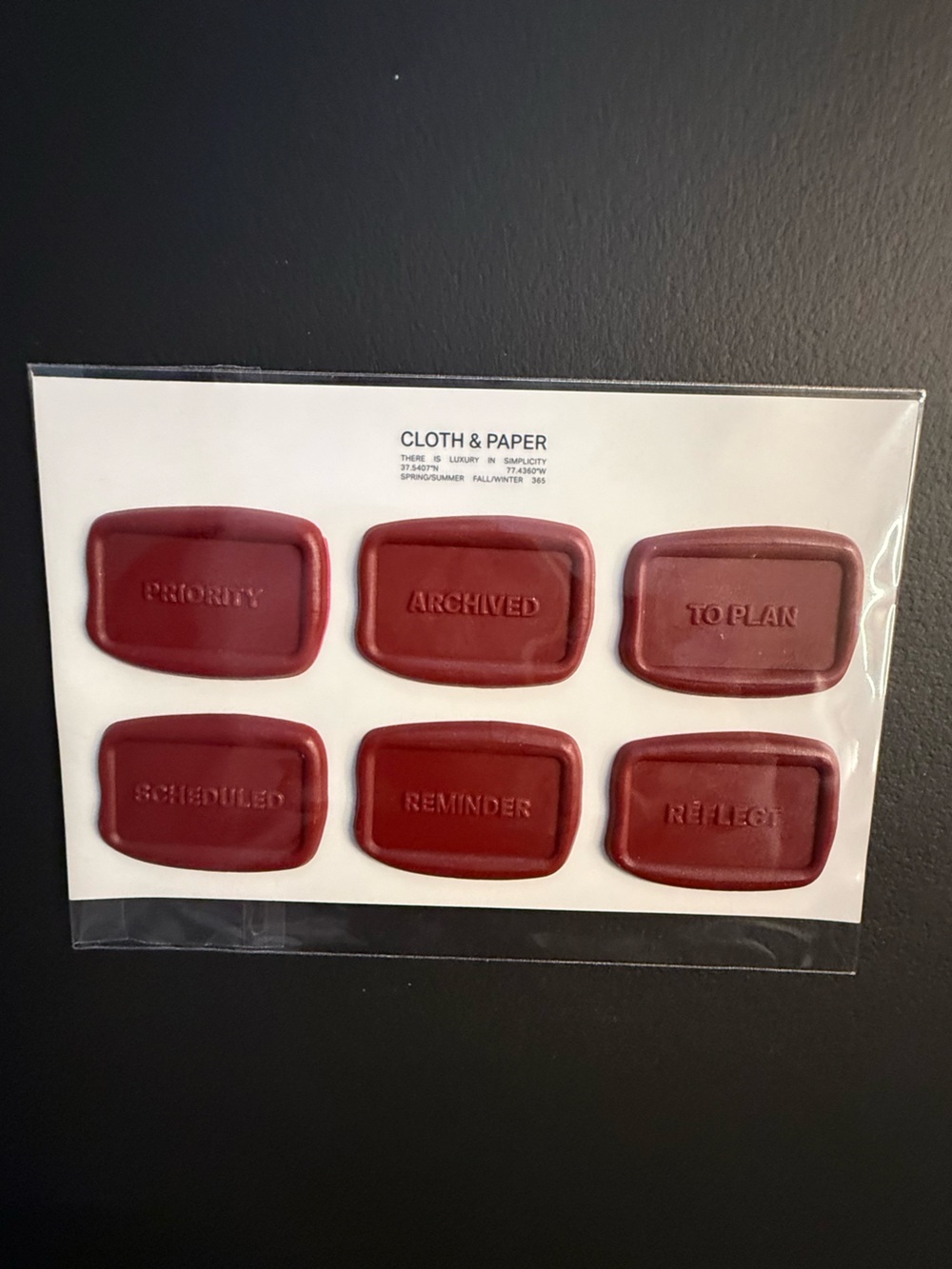 Cloth & Paper Red Wax Planner Sticker Set – 6-Count